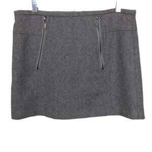 Kenar Wool Blend Gray Mini Moto Skirt
